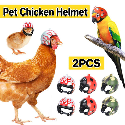 2PCS Mini Pet Chicken Helmet Protective Headgear Set Waterproof Cartoon Design