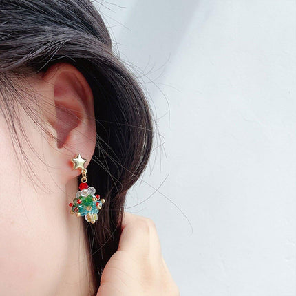 Cute Christmas Tree Stud Earrings for Girls Holiday Jewelry Festive Fashion Gift