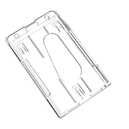 5Pcs Clear Id Card Holder Hard Plastic Vertical Double Sides Badge Business Work - Aimall