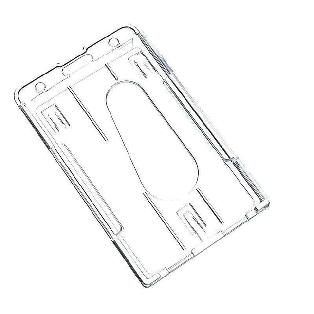 5Pcs Clear Id Card Holder Hard Plastic Vertical Double Sides Badge Business Work - Aimall