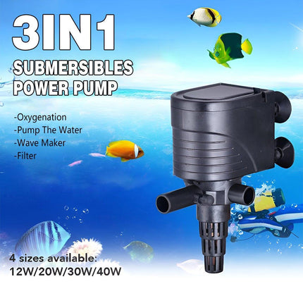 3in1 Mini Aquarium Fish Tank Filter Submersible Water Purifier Oxygen Pump