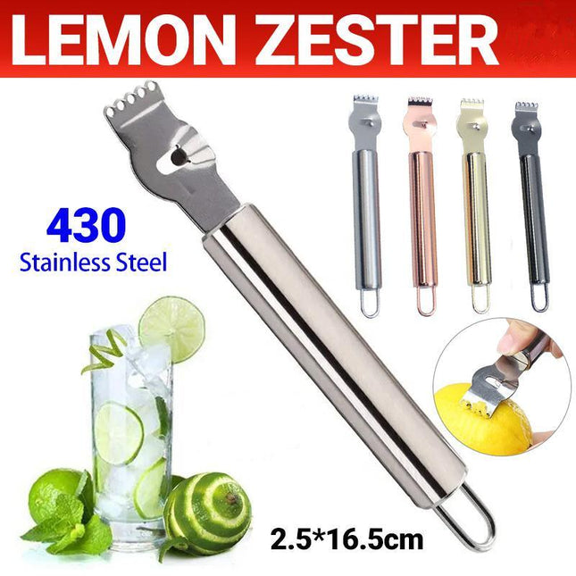 Lemon Zester Grater Knife Tool Stainless Steel with Channel Garnish Citrus Lime - Aimall