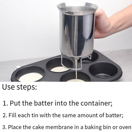 Stainless Steel Handheld Batter Dispenser Cake Funnel Mixing Separator Tool