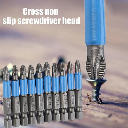 10PCS Anti Slip Electric Hex Shank Magnetic 50mm PH2 Cross Head Screwdriver Bits - Aimall