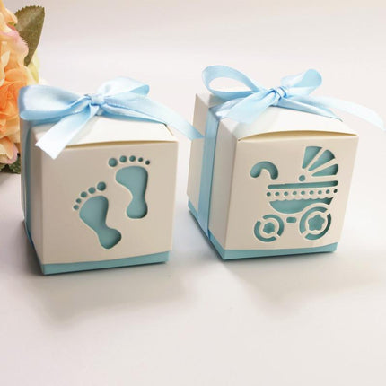 50X Shower Party Bomboniere Box 6x6x6cm with Ribbon for Birthday and Celebration Use