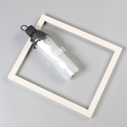 Transparent Folding Umbrella Compact Tri Fold Design Clear Rain Protection Cover
