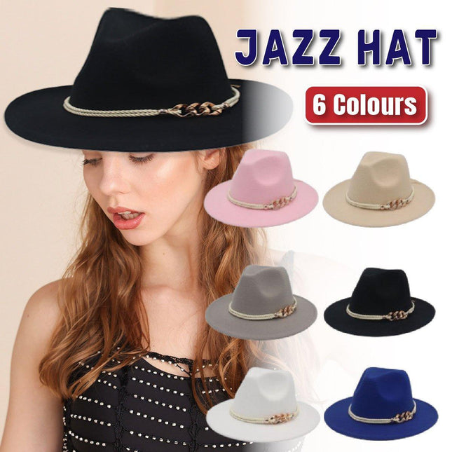 Jazz Hat Autumn Winter Retro Large Brim Hat for Men and Women Stylish Headwear