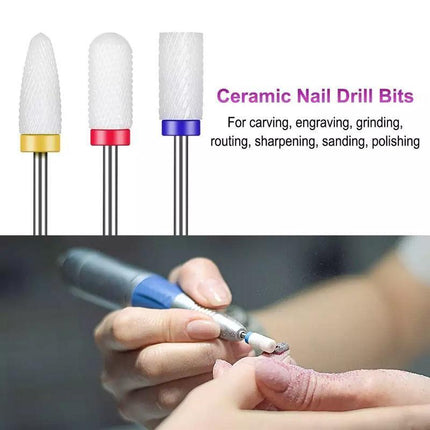 16x Ceramic Nail Drill Bits File Acrylic Manicure Pedicure Tools - Aimall