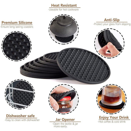 6pcs Silicone Coaster Non-slip Heat Resistant Table Mats Tea Cup Drink Holder