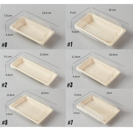 50pcs Eco-Friendly Sushi Box Rectangular Biodegradable Lunch Packaging Plate