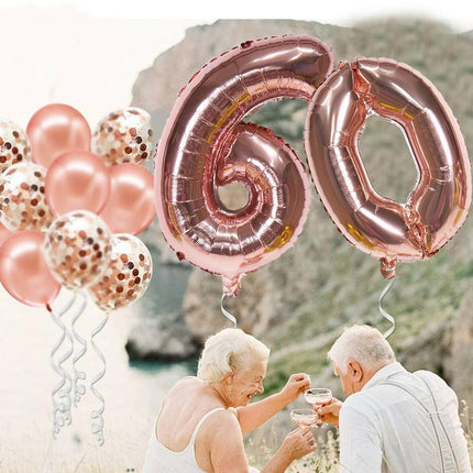 Silver 32" Foil Number Balloon 81cm Rose Gold Silver Rainbow Birthday Party Wedding - Aimall