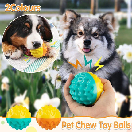 Dog Chew Ball Toy Elastic Teething Ball with Sound Interactive Puppy Play