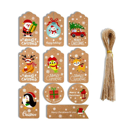 50PCS Christmas Kraft Paper Gift Tags Vintage Holiday Party Card Packaging Decor