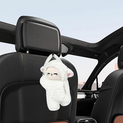 Car Tissue Box Multifunctional Hanging Drawer Box Cartoon Plush Sheep Design