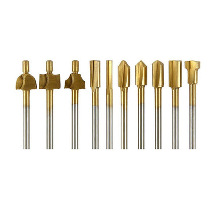 New 10Pcs/Set 3mm Titanium Mini HSS Router Bits Trimmer Shank For Rotary Tool - Aimall