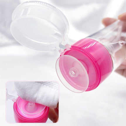 5PCS 100ml Nail Polish Remover Bottle Rose Red Transparent Press Pump Makeup