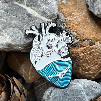 Rough Seas and Calm Seas Heart Brooch Ocean Inspired Jewellery Pin Fashion