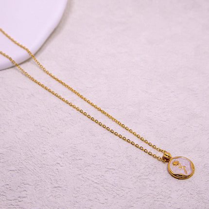 Vintage Bohemian Floral Round Pendant Necklace Women Fashion Chain Jewelry