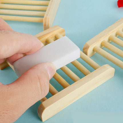 10x Natural Wooden Bamboo Holder Storage Soap Dish Tray Soap Rack Box Dishes - Aimall