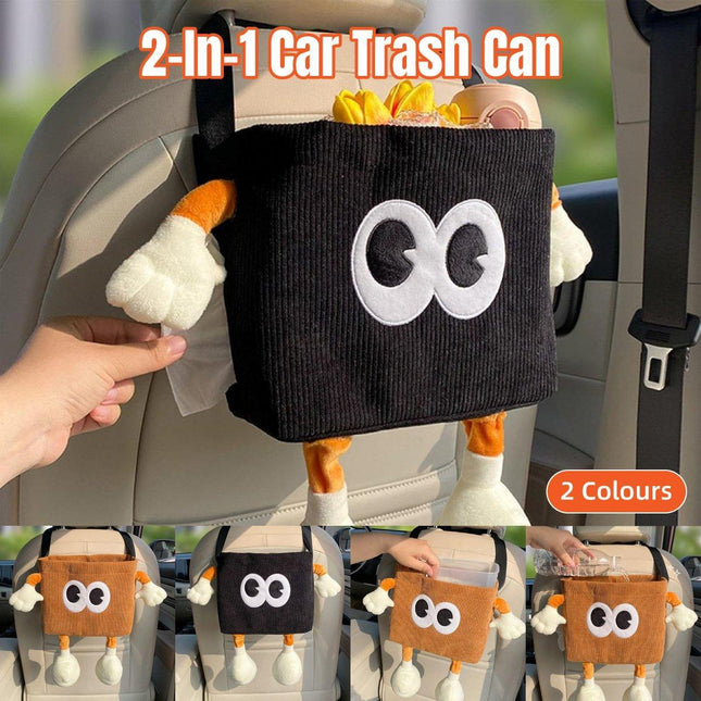 2in1 Car Wastebasket and Tissue Box Multifunctional Car Storage Bucket Organizer