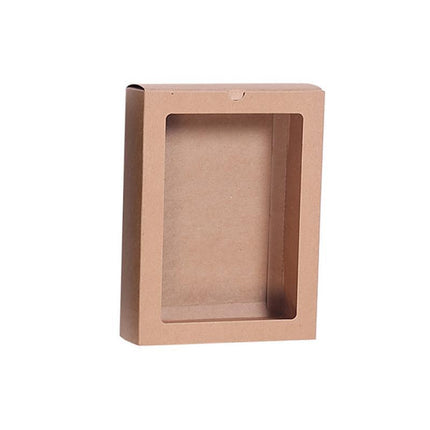 50PCS Kraft Paper Packing Box With Transparent PVC Window Drawer Display Gift Boxes Aimall