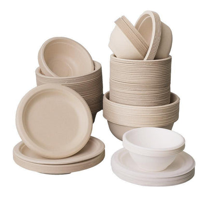 100X Biodegradable Catering Paper Bowls 220ml-450ml Disposable Ice Cream Dessert - Aimall