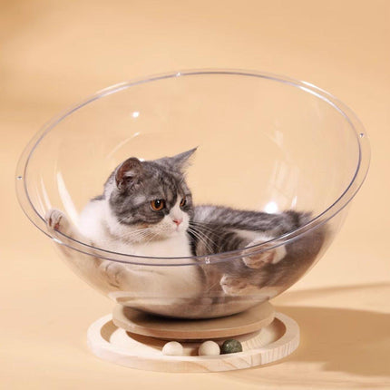 Four Seasons Acrylic Space Capsule Cat Bed Semi-closed Cool Nest Turntable Toy