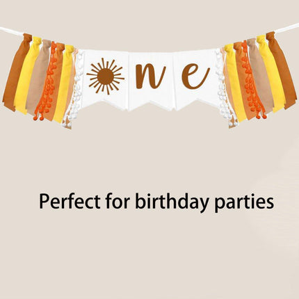 Birthday Party Flag High Chair Decoration Sun Theme Baby Flag Cloth Flowers