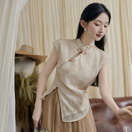 Chinese Style Sleeveless Slimming Dress Women High-end Retro Summer Skirt Suit