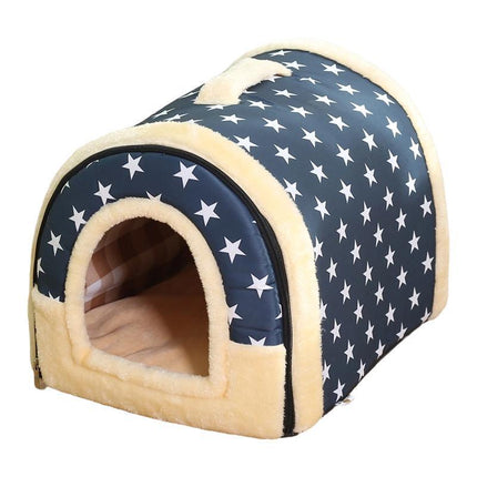 XL Size Pet House Kennel Soft Igloo Beds Cave Cat Puppy Bed Warm Cushion Fold - Aimall