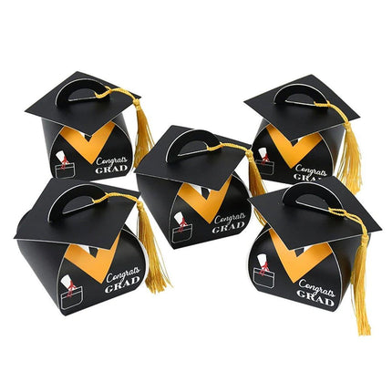 50 Pcs Graduation Cap Candy Box Striped Bachelor Doctor Party Gift Carton