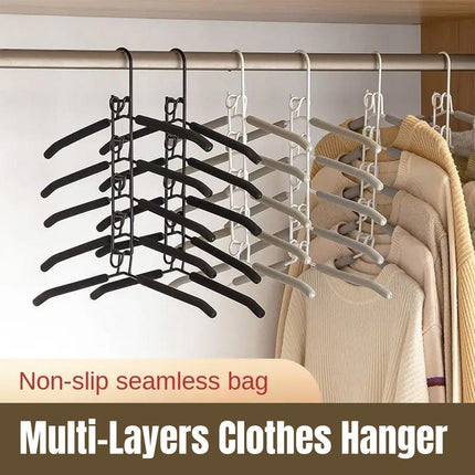 Space-saving Multi-layer Folding Hanger Hook Closet Organizer Clothes Rack