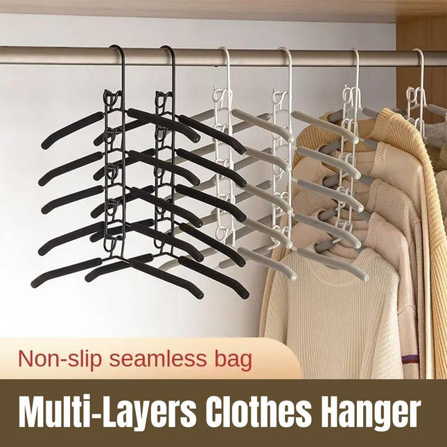Space-saving Multi-layer Folding Hanger Hook Closet Organizer Clothes Rack
