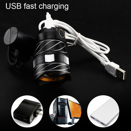 15000LM Front Back Headlight Bicycle Light LED Rechargable Bike USB Waterproof - Aimall