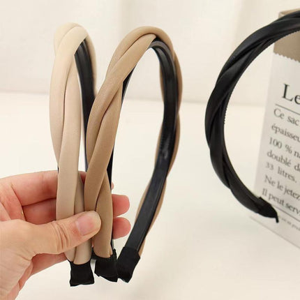 NEW Women Girls Boho Chic Braided Synthetic leather Hair Headband Head Band hoop - Aimall