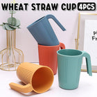 4pcs Reusable Straw Mugs with Handle for Home Use Coffee Tea Drinkware Set