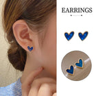 Small Fresh Blue Heart Earrings Retro Fashion Needle Women Jewelry Niche