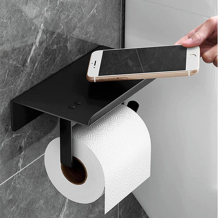 304 Stainless Steel Toilet Paper Holder Non-perforated Roll with Phone Rack
