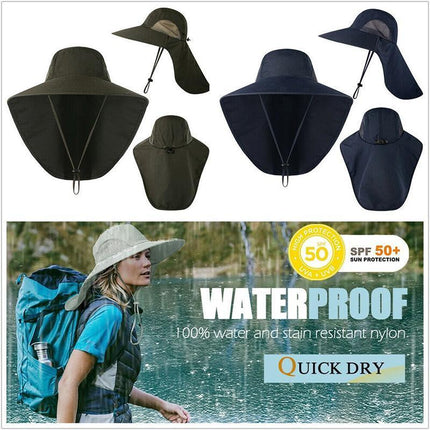 1x Neck Flap Cap Unisex Outdoor Sport Fishing Hat Sun Protection Wide Brim Cover - Aimall
