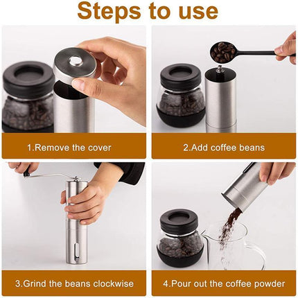 18.8cm Manual Coffee Bean Grinder Stainless Steel Hand Coffee Mill Ceramic Burr