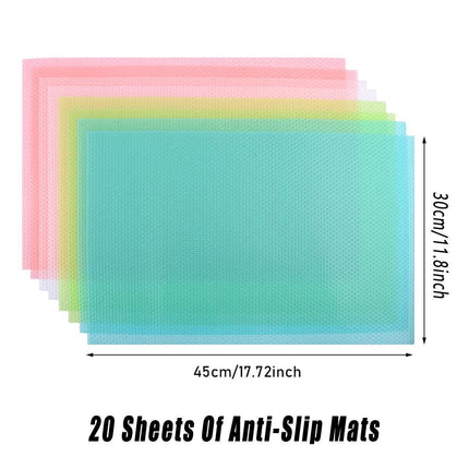 20pcs Kitchen Anti-Slip Pad Cuttable Anti-Stain Refrigerator Cabinet Liner Pads