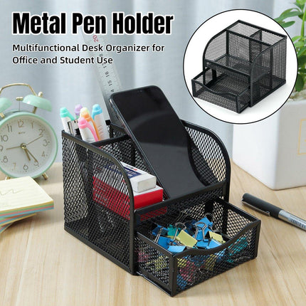 Desktop Pen Holder Honeycomb Grid Sticky Organiser Minimalist Office Organiser