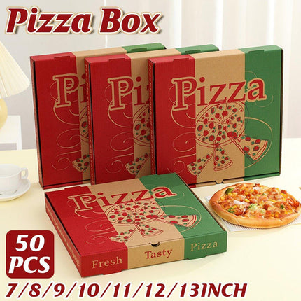 50pcs Pizza Packing Boxes Folding Box Durable Food Storage Containers Colourful