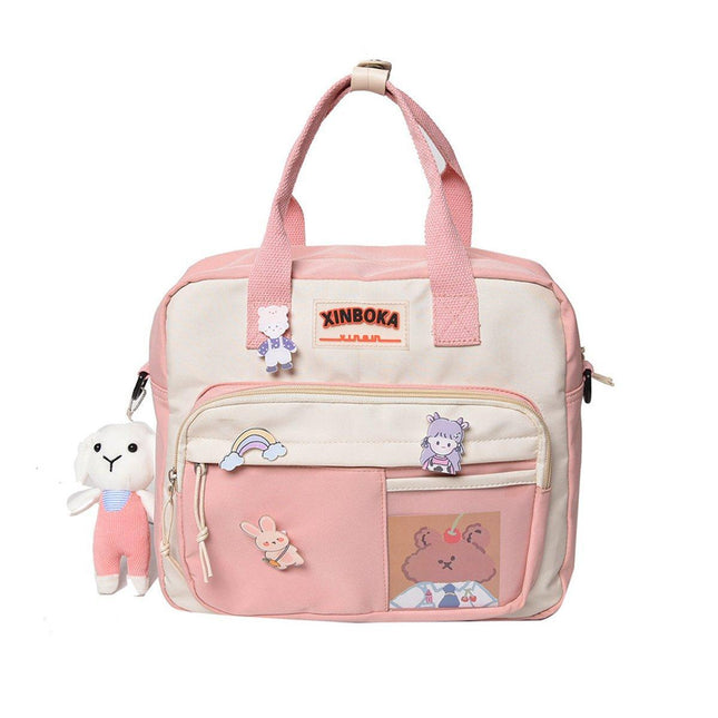 Kawaii Crossbody School Bag for Girls Large Capacity Kawaii Bag With Kawaii Pin