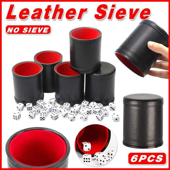 6pcs Leather Sieve Cups Dice Cups Set Colorful Cups for Board Game Players