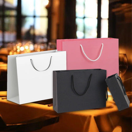 25X Kraft Paper Bags Gift Shopping Bag Carry White Pink Black Bag With Handles
