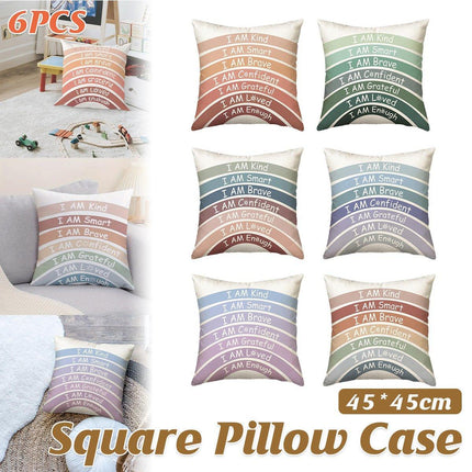 6pcs Rainbow Boho Inspirational Cushion Cover Set Home Decor Throw Pillow Case