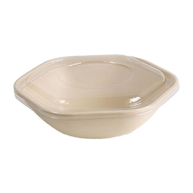 50X Eco Hexagonal Biodegradable Salad Bowl Disposable Lightweight Meal Container - Aimall