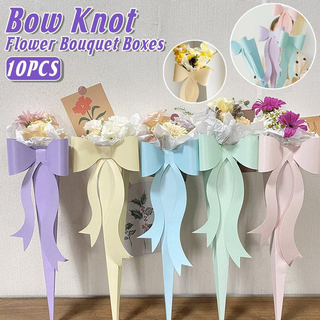 10pcs Fresh Flower Bouquet Packaging with Colourful Bows and Flower Gift Box