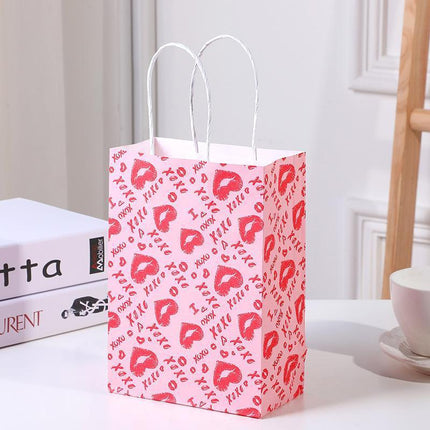 30x Valentines Day Love-Themed Tote Bag Elegant Kraft Paper Handbag Lightweight
